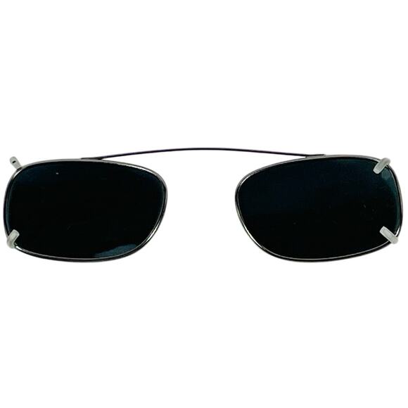 Vintage Sun Clips Sunglasses Rectangle Silver Frames Black Lens Clip On Tortoise - Picture 1 of 6